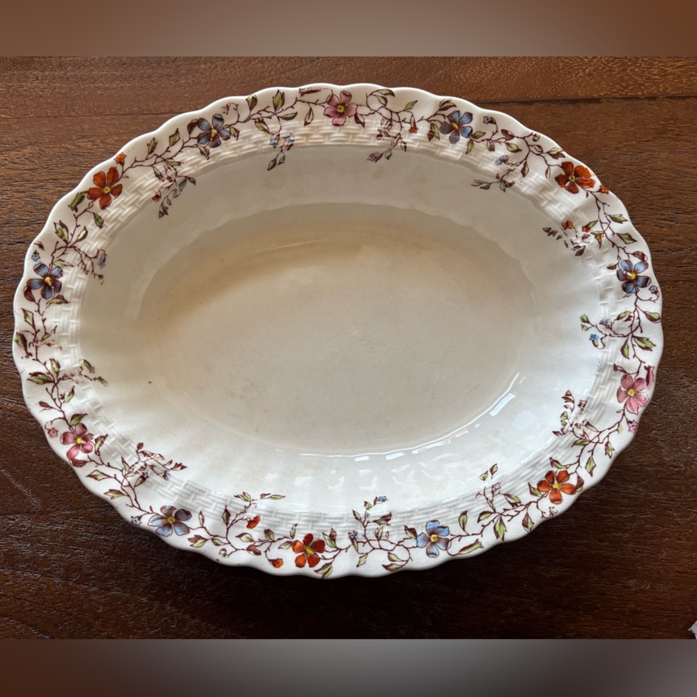 Copeland Spode Wicker Dale Fine China Floral Oval Serving Bowl